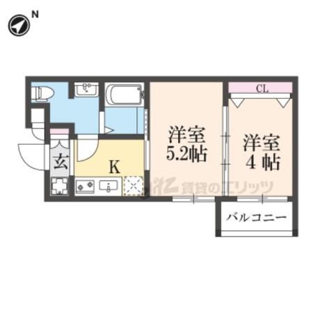 MJC京都西大路(2K/2階)の間取り写真