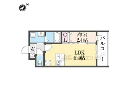 MJC京都西大路(1LDK/5階)の間取り写真