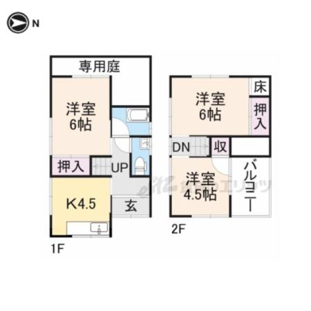 近鉄橿原線 笠縫駅 徒歩14分 2階建 築52年(3DK)の間取り写真