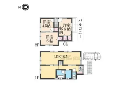 京阪電気鉄道京阪線 石清水八幡宮駅 徒歩41分 2階建 築44年(3LDK)の間取り写真
