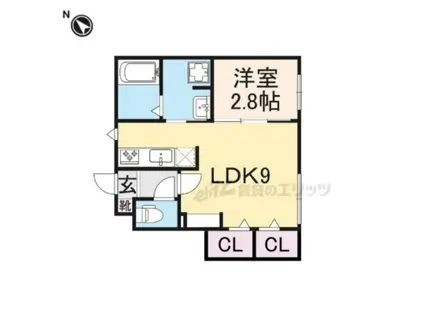 ロイヤルスターデン聖(1LDK/1階)の間取り写真