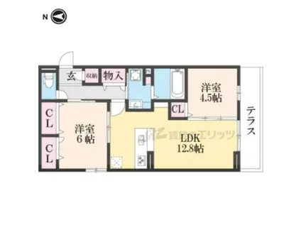 メゾン・ハピネス(2LDK/1階)の間取り写真