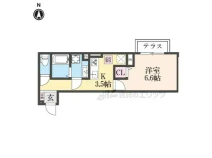 ラグーン京都六条(1K/1階)の間取り写真