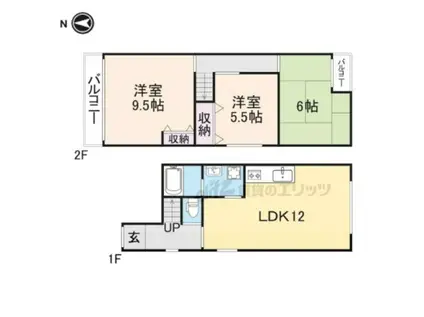 阪急電鉄嵐山線 上桂駅 徒歩10分 2階建 築32年(3LDK)の間取り写真