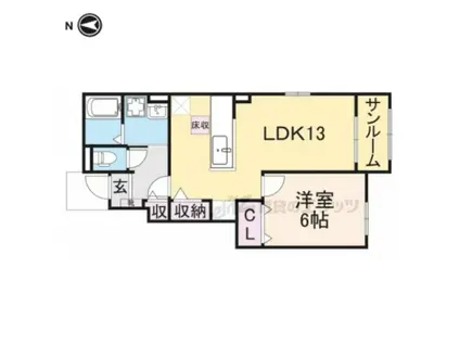 リベルテ (1LDK/2階)の間取り写真