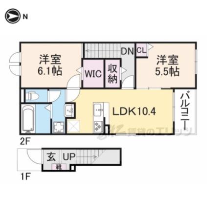 カレント新城(2LDK/2階)の間取り写真