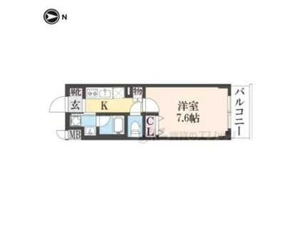 ベラジオ雅び北野白梅町駅前(1K/3階)の間取り写真