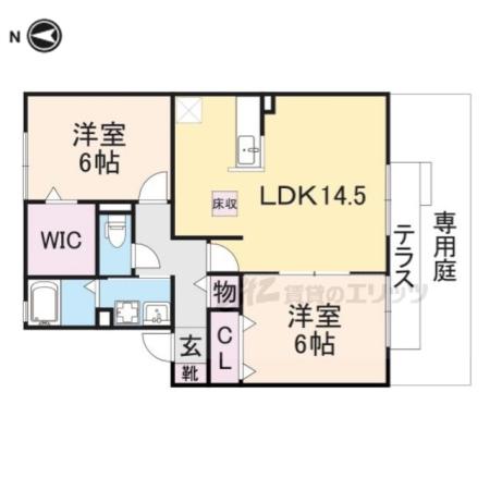 グリーンフィールドB(2LDK/1階)の間取り写真
