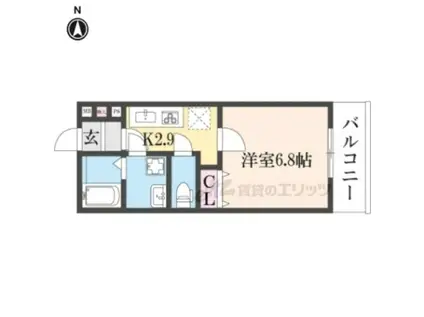 クレアール堺町(1K/2階)の間取り写真