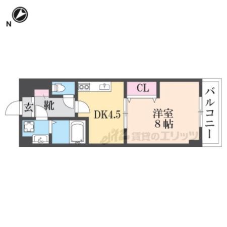 ロイヤルガーデン弐番館(1DK/6階)の間取り写真