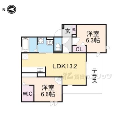 グラッド(2LDK/3階)の間取り写真