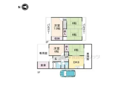 近鉄難波・奈良線 学園前駅(奈良) 徒歩10分 2階建 築50年(5DK)の間取り写真