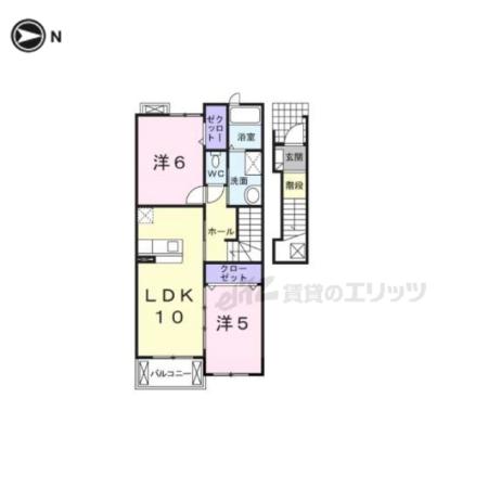 フラワーパーク(2LDK/2階)の間取り写真