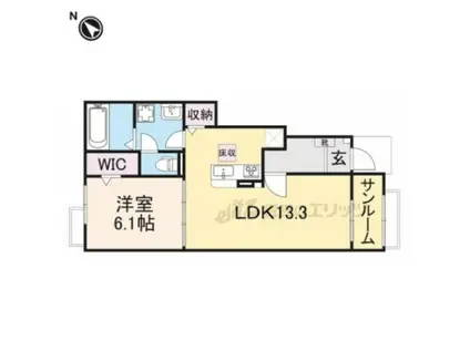 グレイス加茂(1LDK/1階)の間取り写真