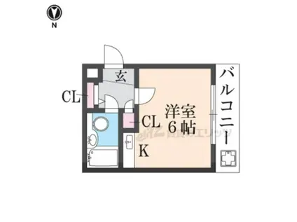 ドリーム東生駒(ワンルーム/2階)の間取り写真