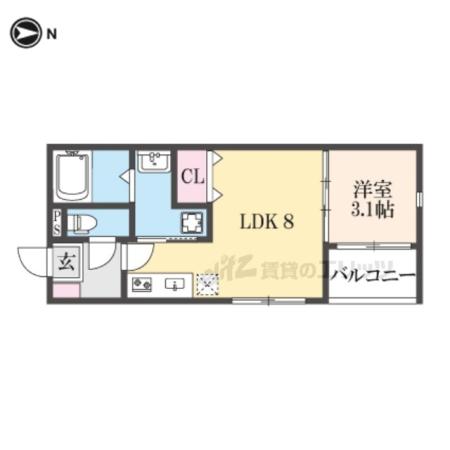 KRAM椥辻(1LDK/2階)の間取り写真