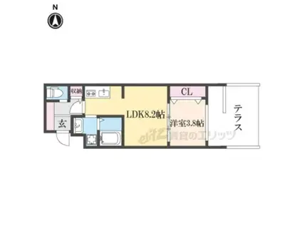 MJC京都西大路(1LDK/1階)の間取り写真