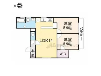 グレイス紫竹(2LDK/2階)の間取り写真