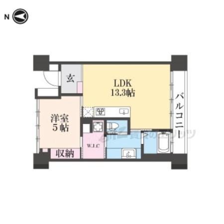 シャリマー西大路(1LDK/8階)の間取り写真