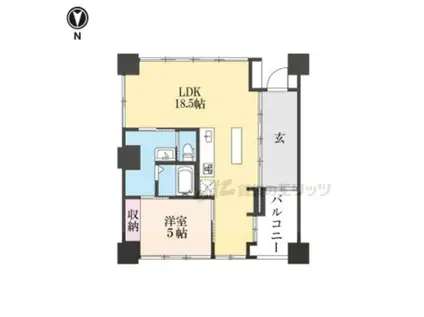 シャリマー西大路(1LDK/7階)の間取り写真