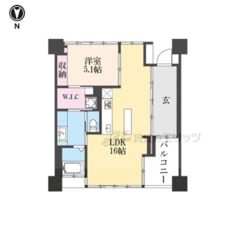 シャリマー西大路(1LDK/6階)の間取り写真