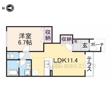 グランベル(1LDK/1階)の間取り写真