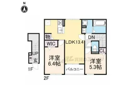 プティ フォレスタ柏原(2LDK/2階)の間取り写真