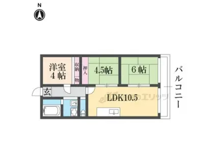 ランプリ築山(3LDK/3階)の間取り写真