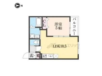 ALLIER PARK下木田(1LDK/3階)の間取り写真