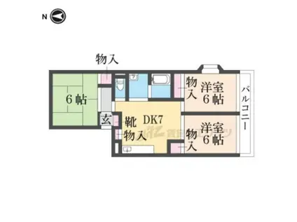 グリーンヒルズ(3DK/2階)の間取り写真