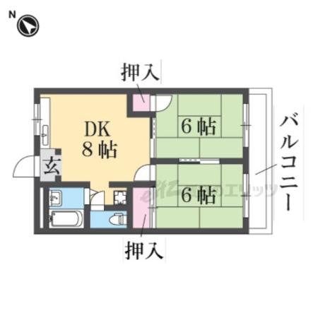 メープル・ハイツ(2DK/2階)の間取り写真
