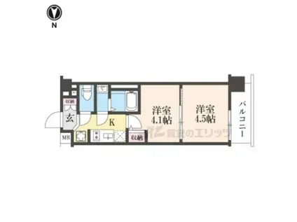 東海道本線 西大路駅 徒歩10分 10階建 新築(2K/5階)の間取り写真