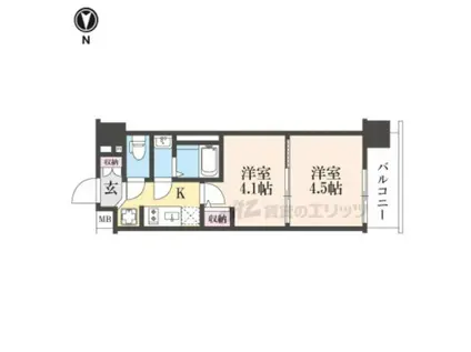 東海道本線 西大路駅 徒歩10分 10階建 新築(2K/5階)の間取り写真
