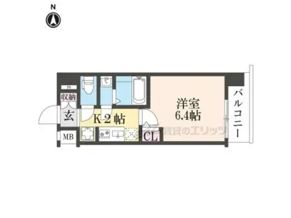 東海道本線 西大路駅 徒歩10分 10階建 新築(1K/6階)の間取り写真