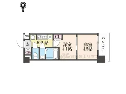 東海道本線 西大路駅 徒歩10分 10階建 新築(2K/6階)の間取り写真