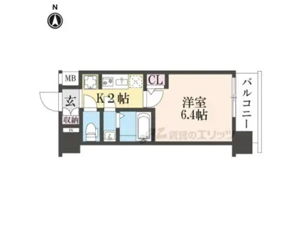 東海道本線 西大路駅 徒歩10分 10階建 新築(1K/7階)の間取り写真