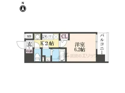 東海道本線 西大路駅 徒歩10分 10階建 新築(1K/7階)の間取り写真