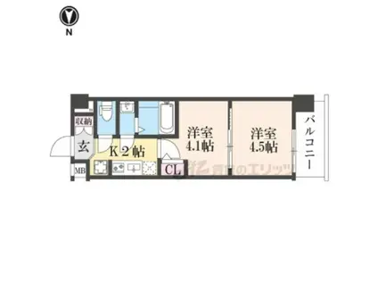 東海道本線 西大路駅 徒歩10分 10階建 新築(2K/7階)の間取り写真