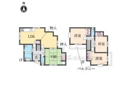 関西本線 大和小泉駅 徒歩40分 2階建 築27年(4LDK)の間取り写真