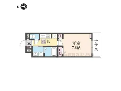 ウエスト コミタリア(1K/1階)の間取り写真