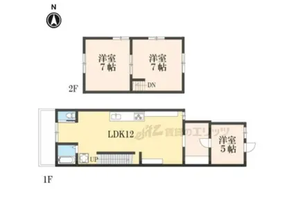 叡山電鉄 一乗寺駅 徒歩3分 2階建 築44年(3LDK)の間取り写真