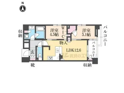 ブランズ御池西洞院(2LDK/3階)の間取り写真