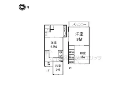 和歌山線 畠田駅 徒歩7分 2階建 築59年(4DK)の間取り写真