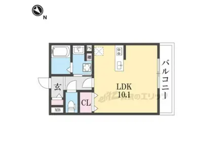 アールコート枚方東田宮(ワンルーム/2階)の間取り写真