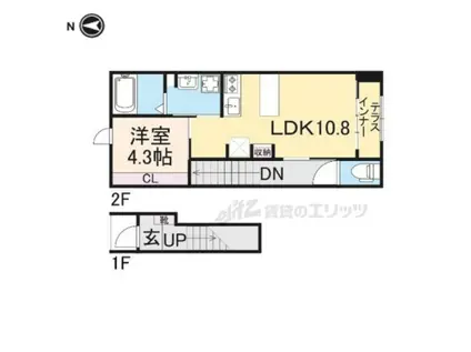 WOODSTOCK NEST(1LDK/2階)の間取り写真