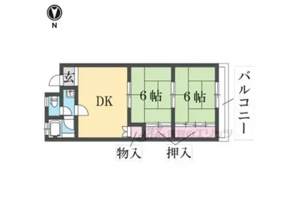 グリーンハイツ三栗(2DK/2階)の間取り写真