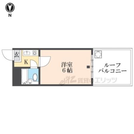 香里さくらハイツ(1K/5階)の間取り写真