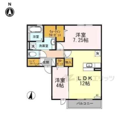 セジュール牧野(2LDK/2階)の間取り写真