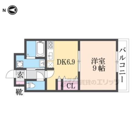 プロヴァンス(1DK/2階)の間取り写真