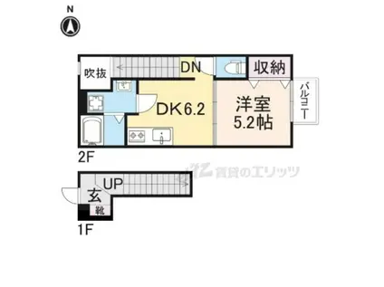 ベルオーブ(1DK/2階)の間取り写真